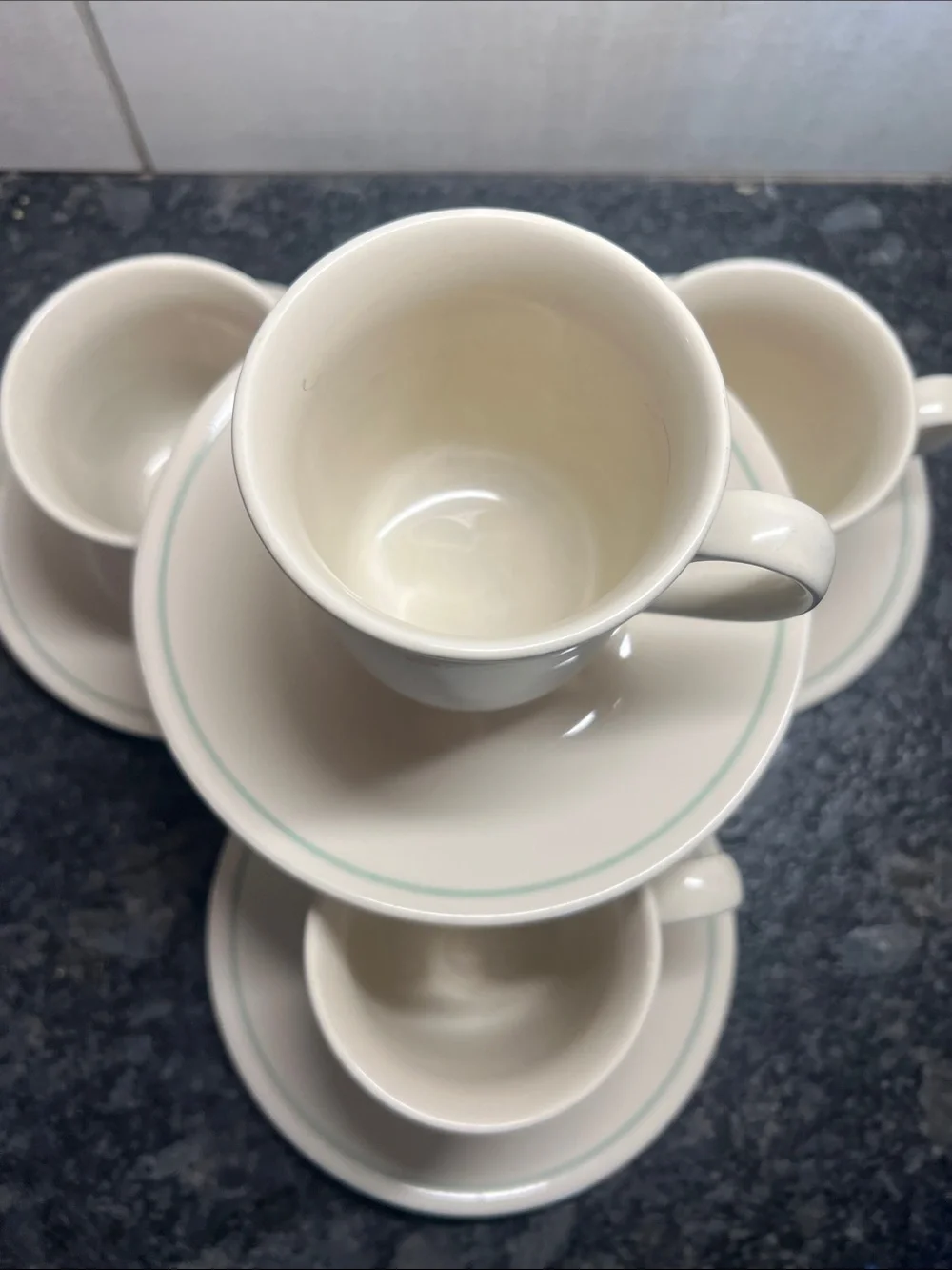 Corelle CALICO ROSE cup and saucer set of 4. Green and Pink roses